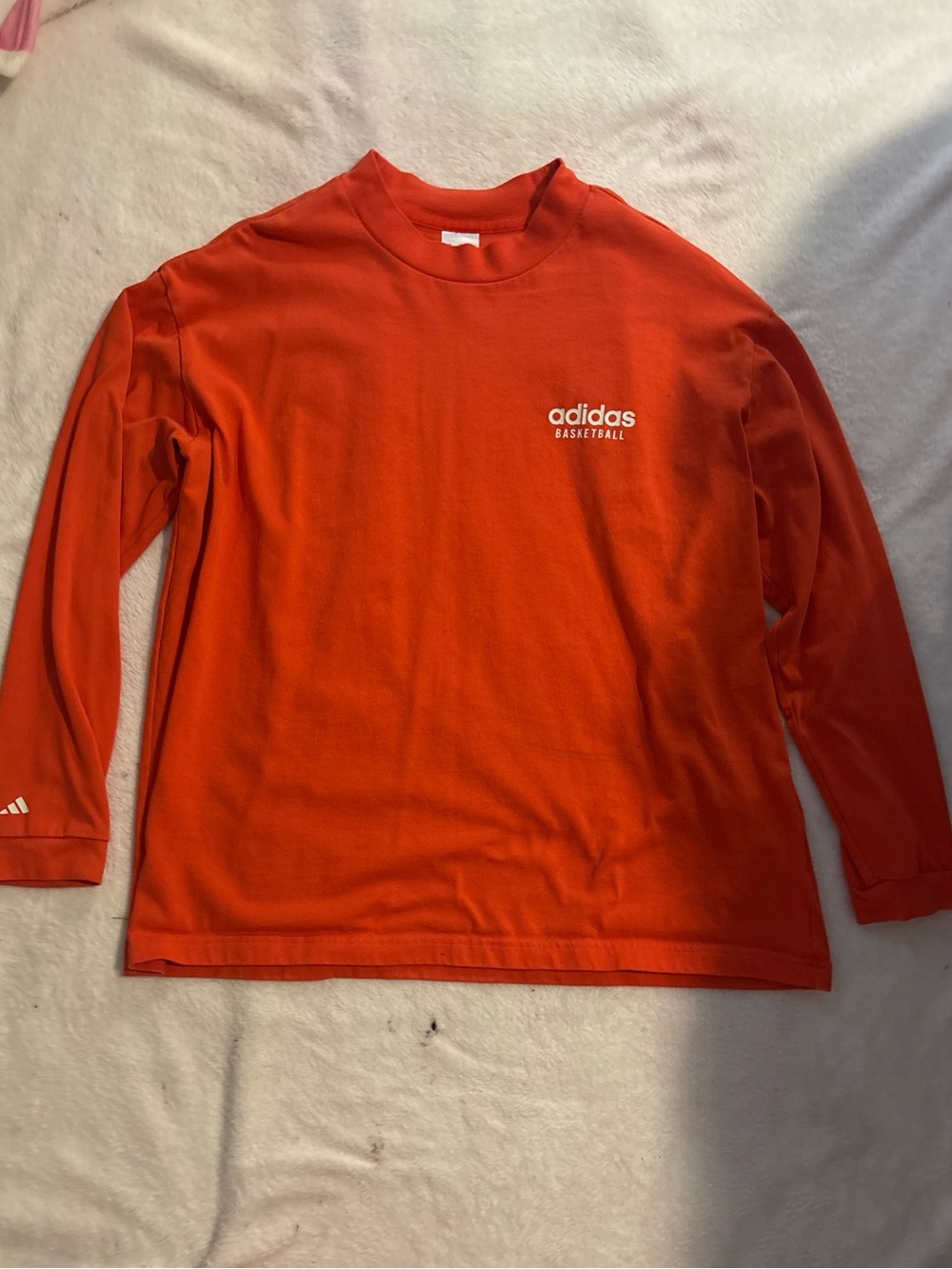 adidas basketball Orange Crew Neck Long Sleeve Tee